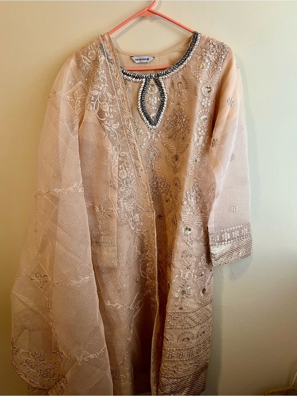 Embroidered Beaded Blush Salwar Suit